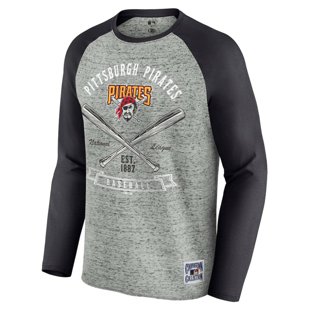 MLB Pittsburgh Pirates Darius Rucker Collection by Fanatics Raw Edge Raglan Long Sleeve Baseball T-Shirt