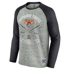 MLB Pittsburgh Pirates Darius Rucker Collection by Fanatics Raw Edge Raglan Long Sleeve Baseball T-Shirt