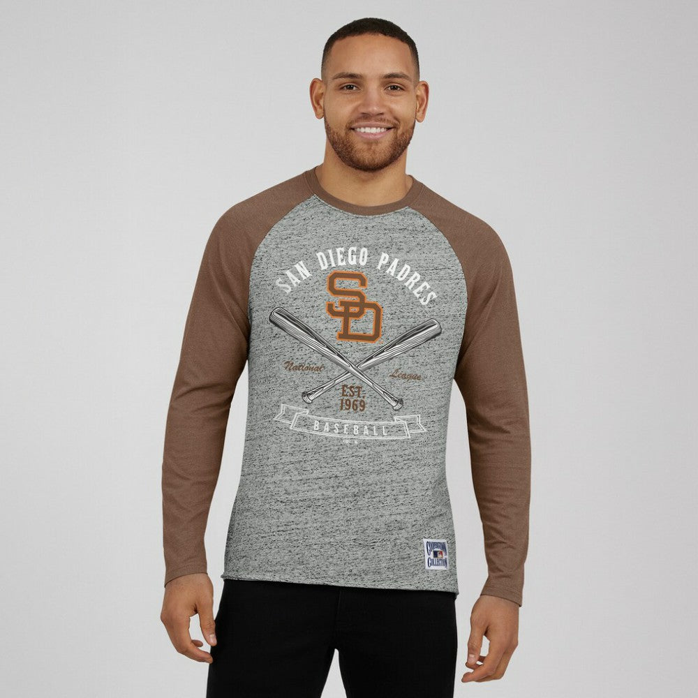 MLB San Diego Padres Darius Rucker Collection by Fanatics Raw Edge Raglan Long Sleeve Baseball T-Shirt