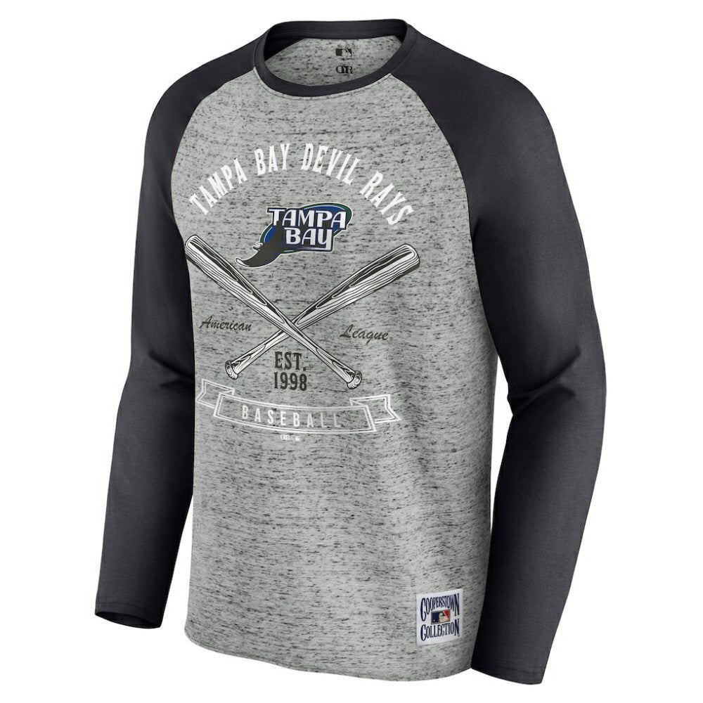 MLB Tampa Bay Rays Darius Rucker Collection by Fanatics Raw Edge Raglan Long Sleeve Baseball T-Shirt