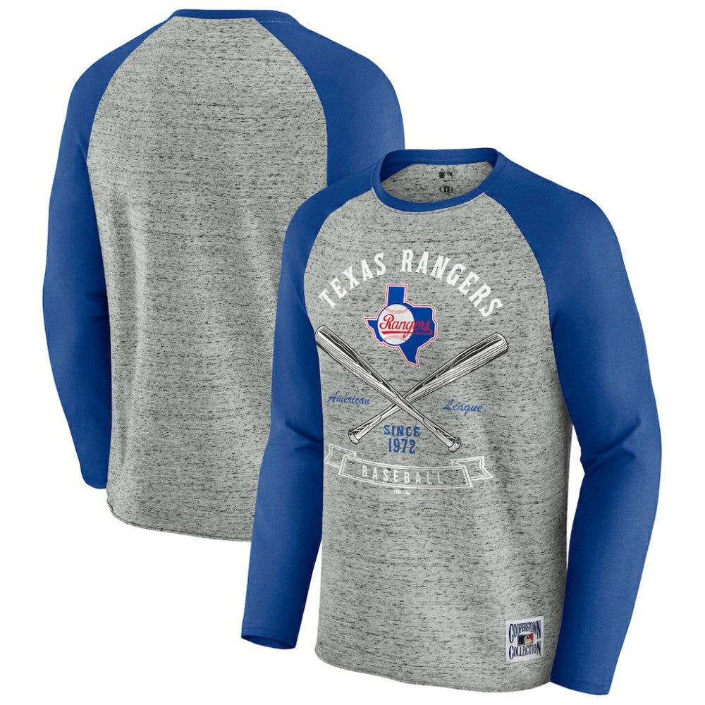 MLB Texas Rangers Darius Rucker Collection by Fanatics Raw Edge Raglan Long Sleeve Baseball T-Shirt