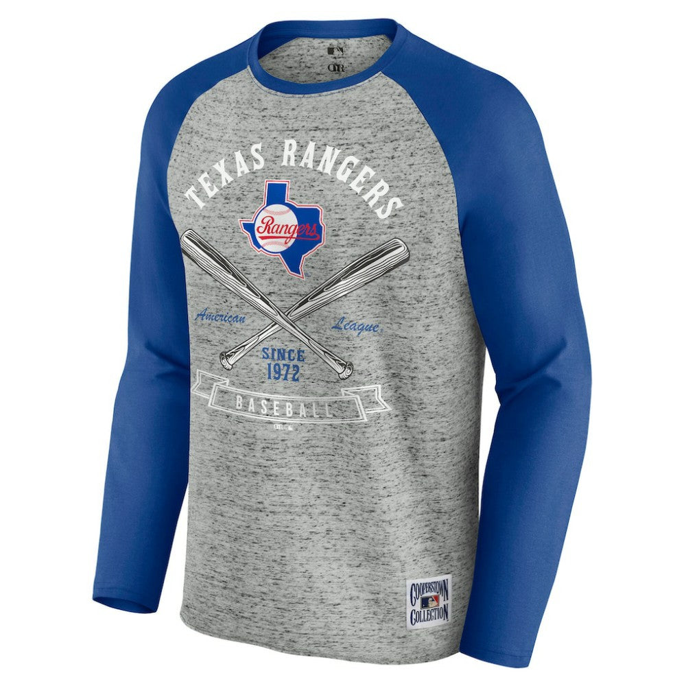 MLB Texas Rangers Darius Rucker Collection by Fanatics Raw Edge Raglan Long Sleeve Baseball T-Shirt