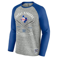 MLB Texas Rangers Darius Rucker Collection by Fanatics Raw Edge Raglan Long Sleeve Baseball T-Shirt