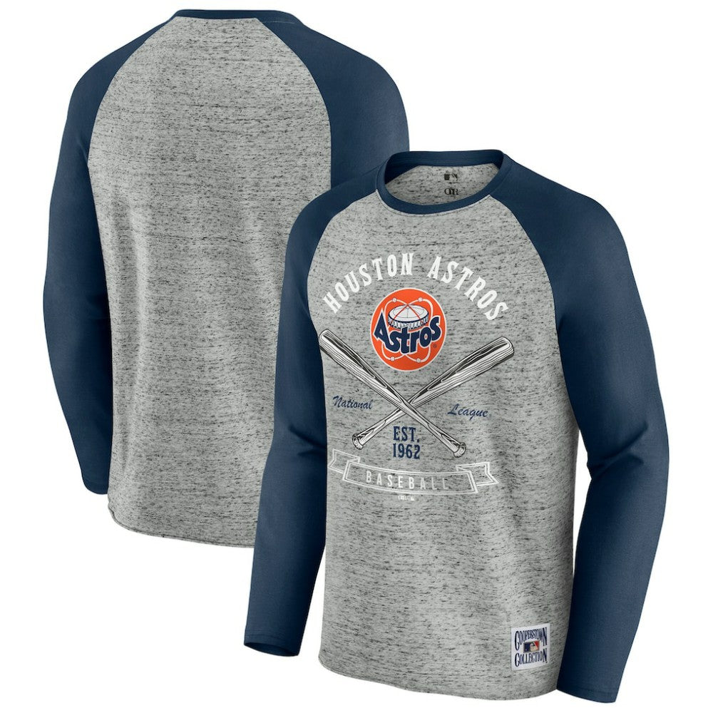 MLB Houston Astros Darius Rucker Collection by Fanatics Raw Edge Raglan Long Sleeve Baseball T-Shirt