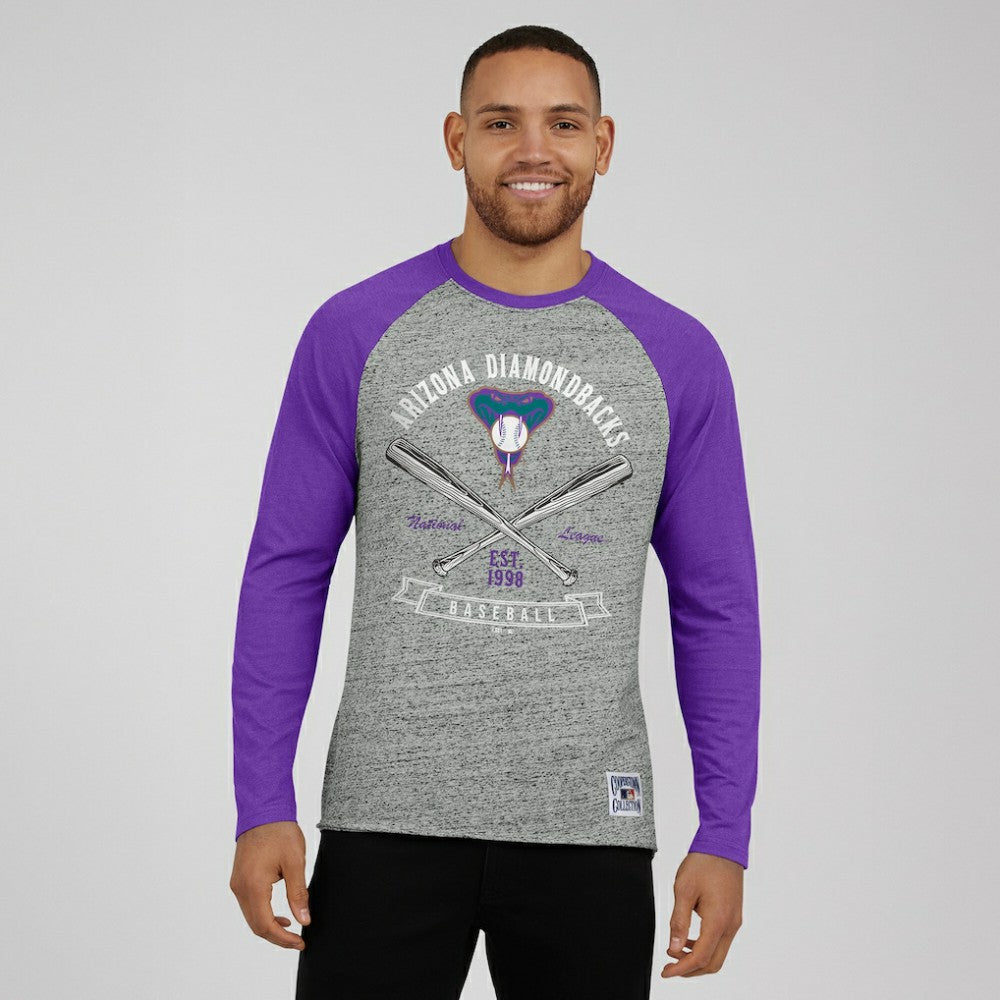 MLB Arizona Diamondbacks Darius Rucker Collection by Fanatics Raw Edge Raglan Long Sleeve Baseball T-Shirt