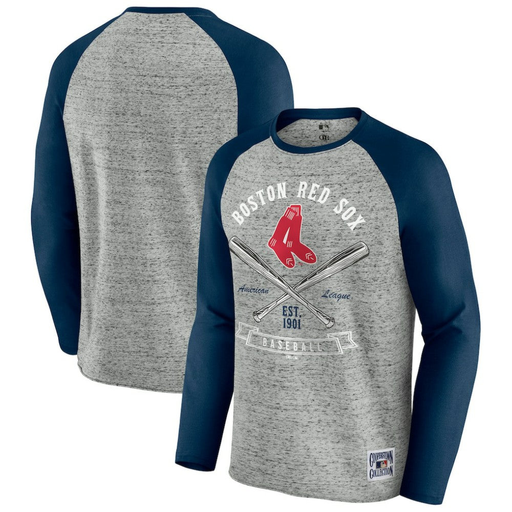 MLB Boston Red Sox Darius Rucker Collection by Fanatics Raw Edge Raglan Long Sleeve Baseball T-Shirt