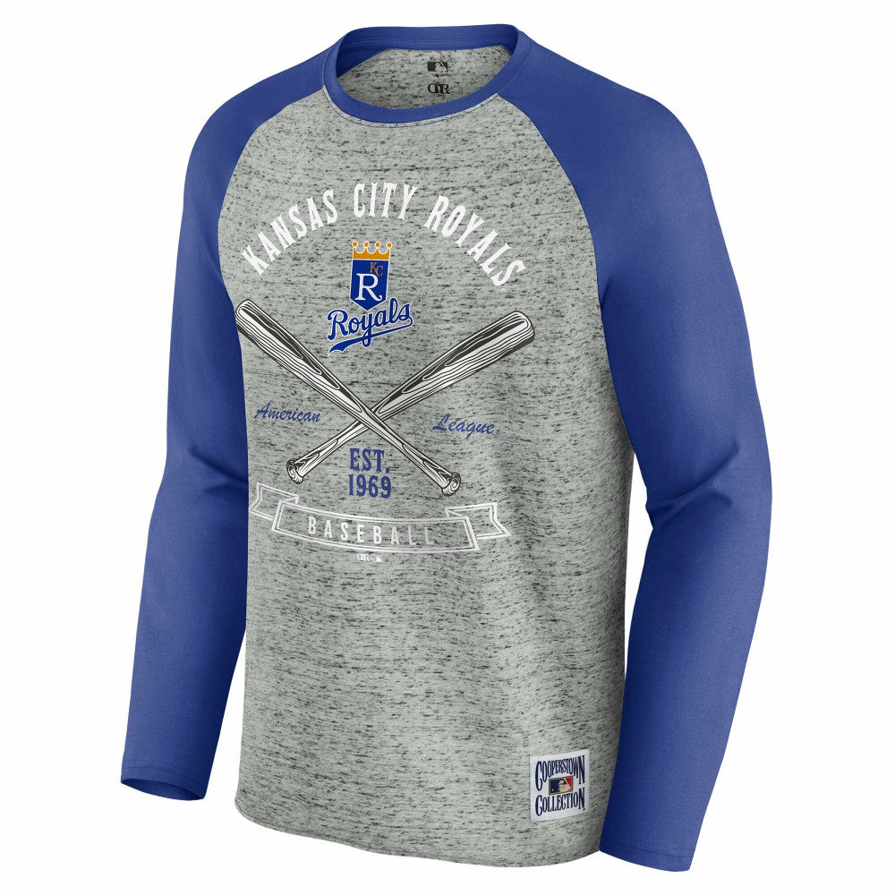MLB Kansas City Royals Darius Rucker Collection by Fanatics Raw Edge Raglan Long Sleeve Baseball T-Shirt