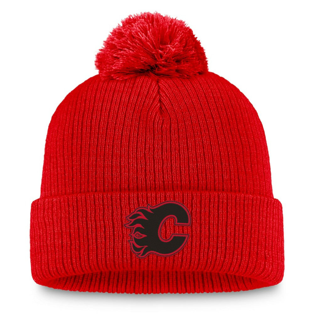 NHL Red Calgary Flames Fanatics Women's Cuffed Knit Hat with Pom