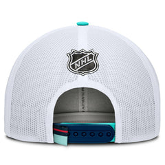 NHL Deep Sea Blue/White Seattle Kraken Fanatics Authentic Pro Rink Adjustable Trucker Hat