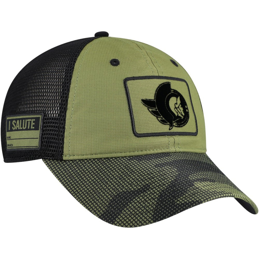 NHL Olive Ottawa Senators Fanatics Military Appreciation Trucker Adjustable Hat