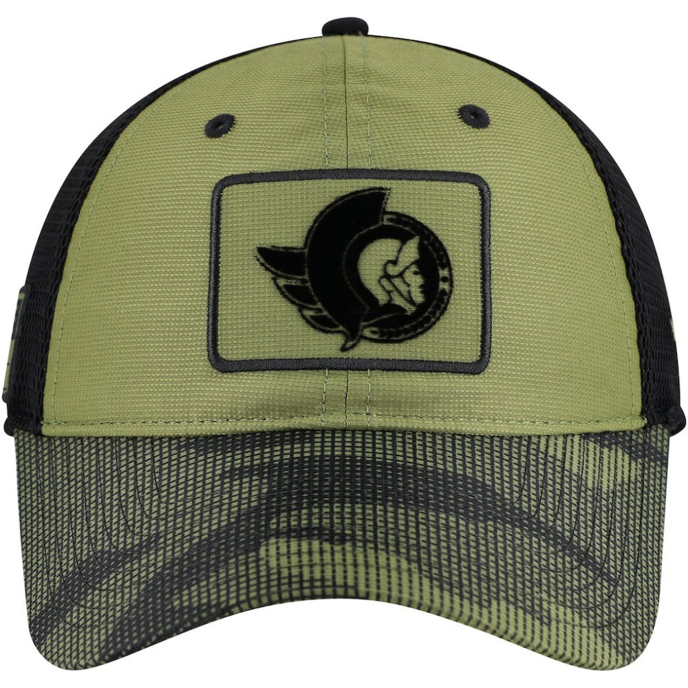 NHL Olive Ottawa Senators Fanatics Military Appreciation Trucker Adjustable Hat