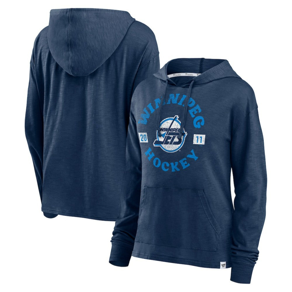 NHL Heather Navy Winnipeg Jets Fanatics Women's Faded Pullover Hoodie
