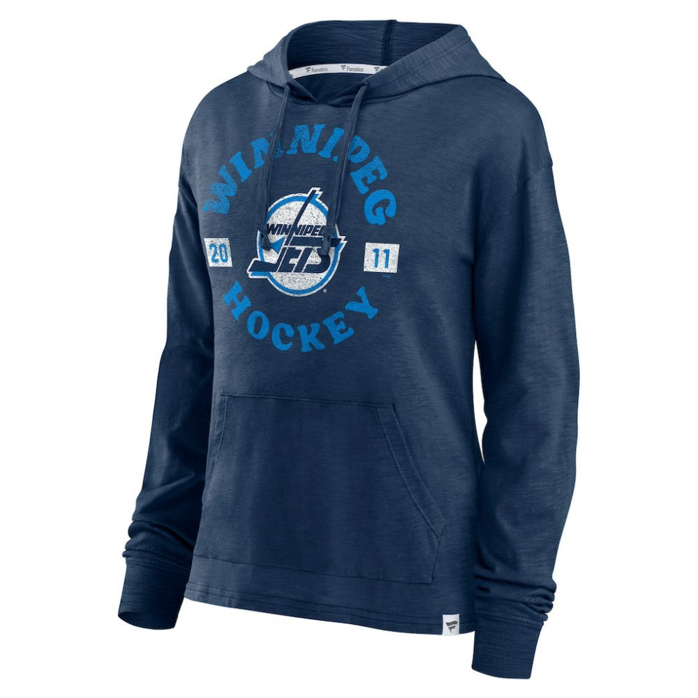 NHL Heather Navy Winnipeg Jets Fanatics Women's Faded Pullover Hoodie