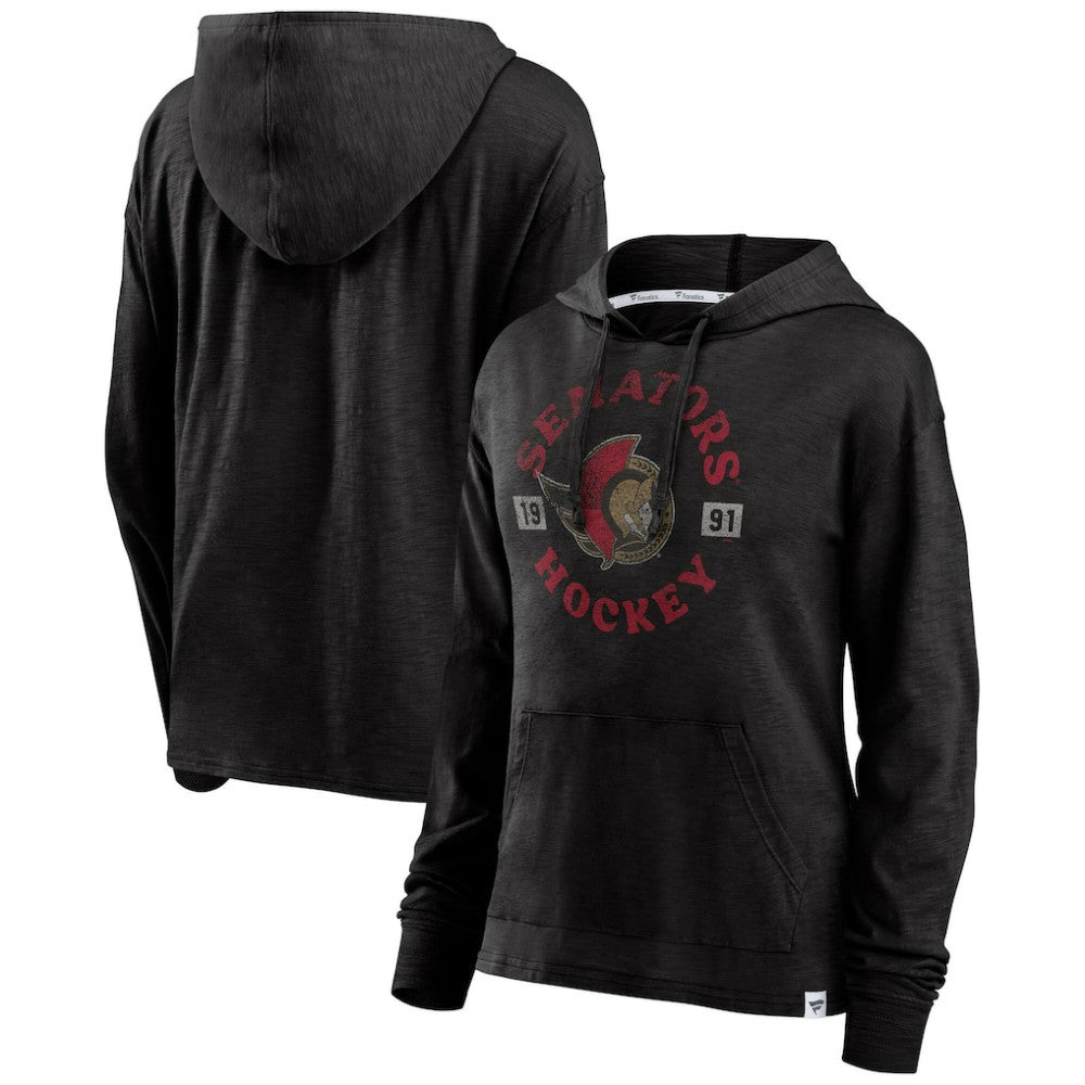 NHL Heather Black Ottawa Senators Fanatics Women's True Classic Pullover Hoodie