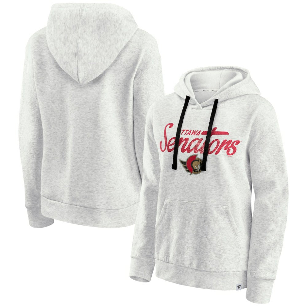 NHL Oatmeal Ottawa Senators Fanatics Women's True Classics Quilted Pullover Hoodie