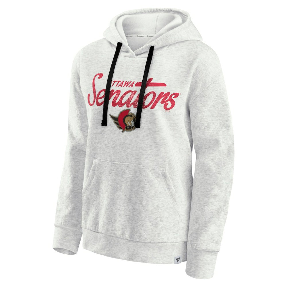 NHL Oatmeal Ottawa Senators Fanatics Women's True Classics Quilted Pullover Hoodie