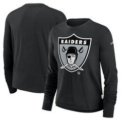 Women's Large Logo Cropped Long Sleeve Fashion T-Shirt - Las Vegas Raiders