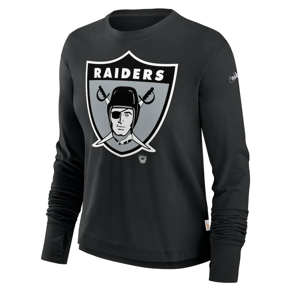 Women's Large Logo Cropped Long Sleeve Fashion T-Shirt - Las Vegas Raiders