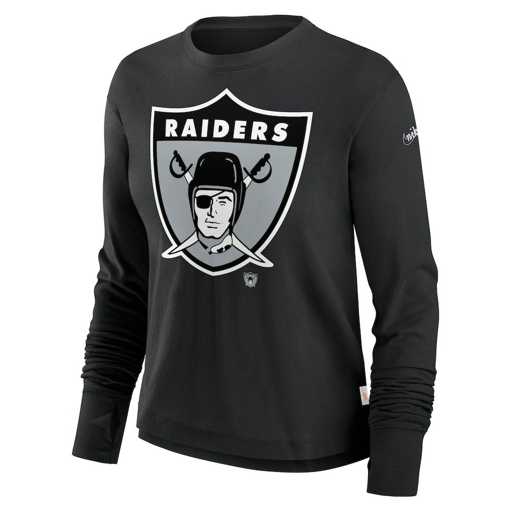 Women's Large Logo Cropped Long Sleeve Fashion T-Shirt - Las Vegas Raiders
