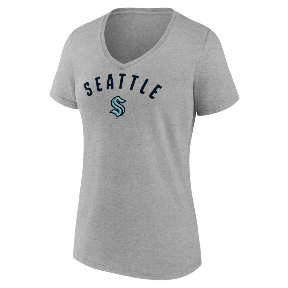 NHL Gray Seattle Kraken Fanatics Women's V-Neck T-Shirt