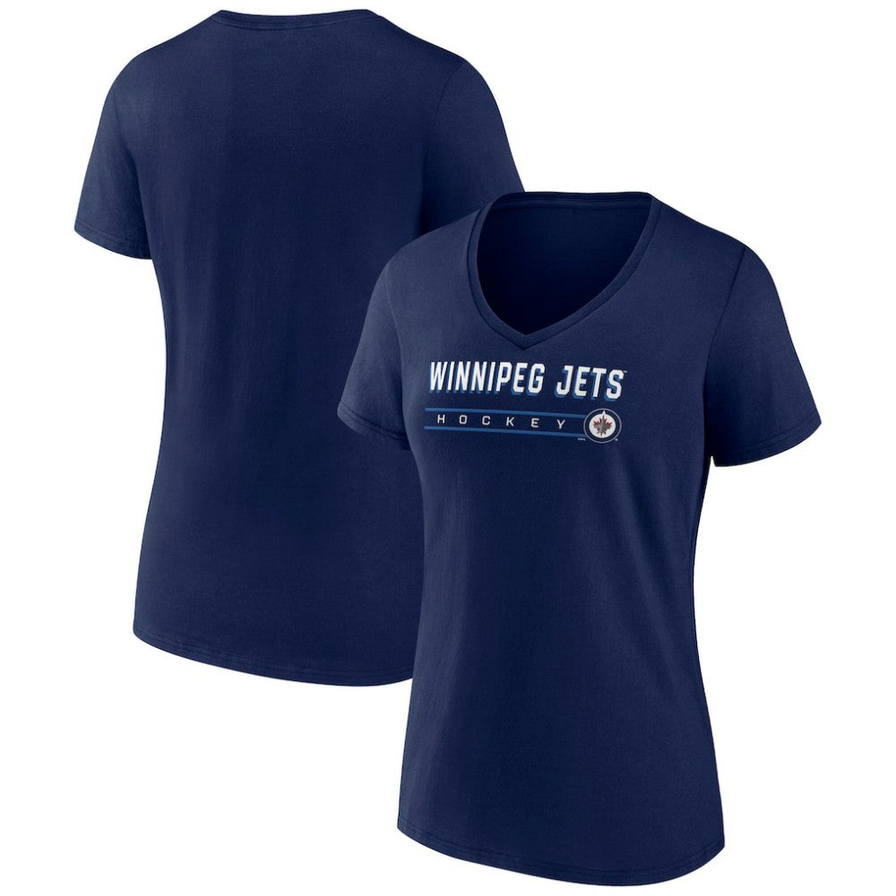 NHL Navy Winnipeg Jets Fanatics Women's V-Neck T-Shirt