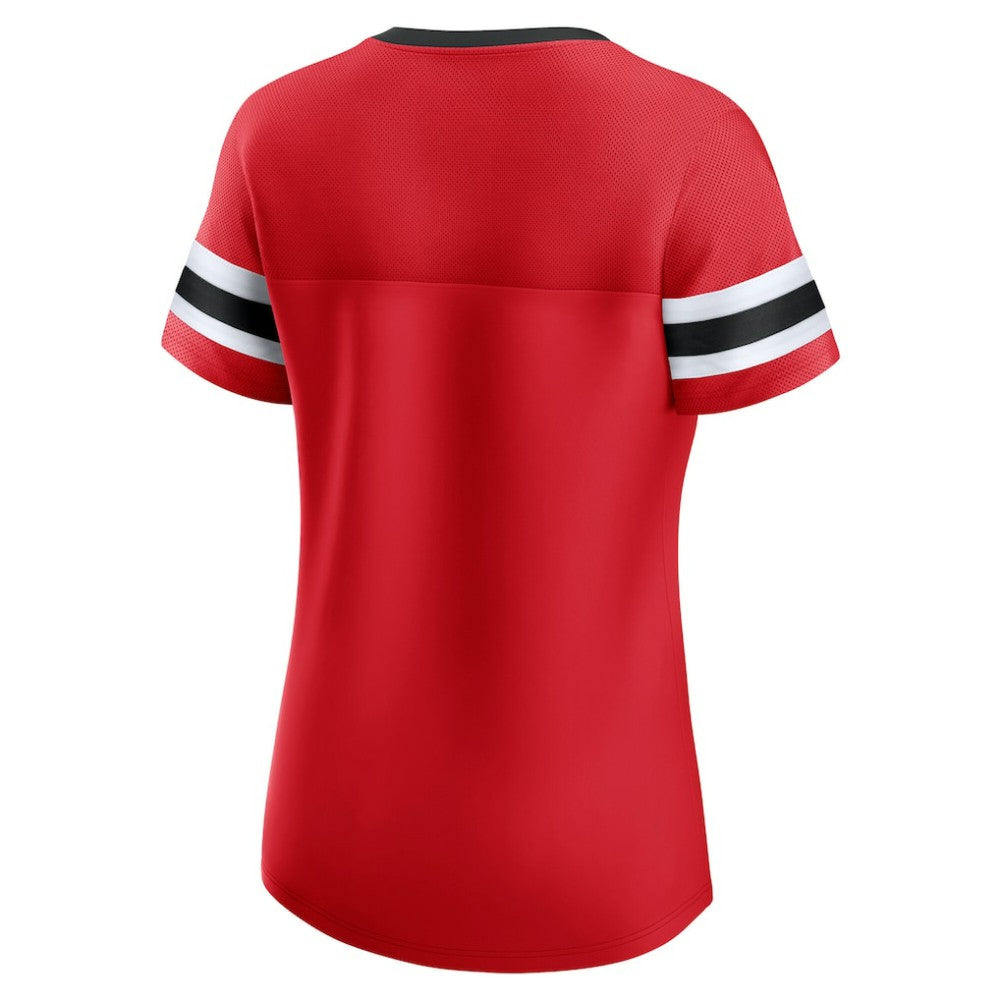 NHL Red Chicago Blackhawks Fanatics Women's Iconic Athena Lace-Up T-Shirt