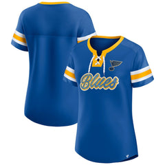 NHL Blue St. Louis Blues Fanatics Women's Iconic Athena Lace-Up T-Shirt