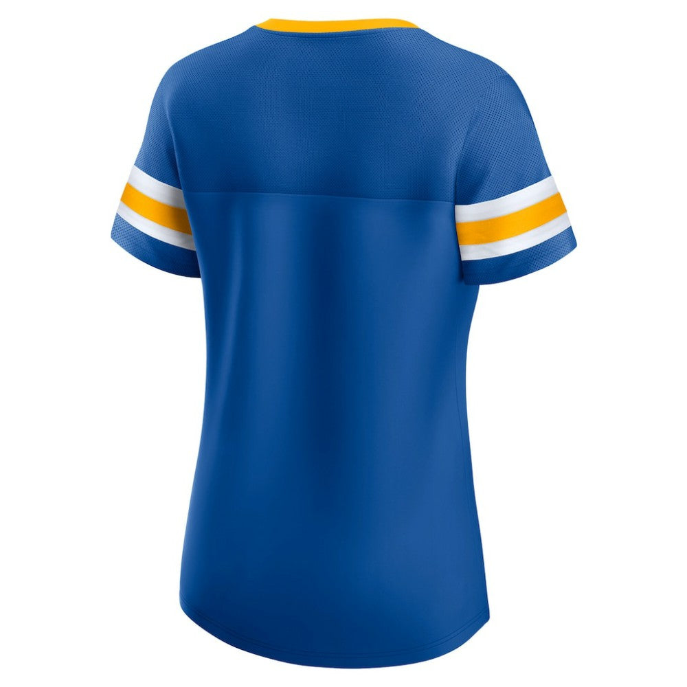 NHL Blue St. Louis Blues Fanatics Women's Iconic Athena Lace-Up T-Shirt