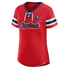NHL Red Washington Capitals Fanatics Women's Iconic Athena Lace-Up T-Shirt