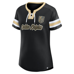 NHL Black Vegas Golden Knights Fanatics Women's Iconic Athena Lace-Up T-Shirt