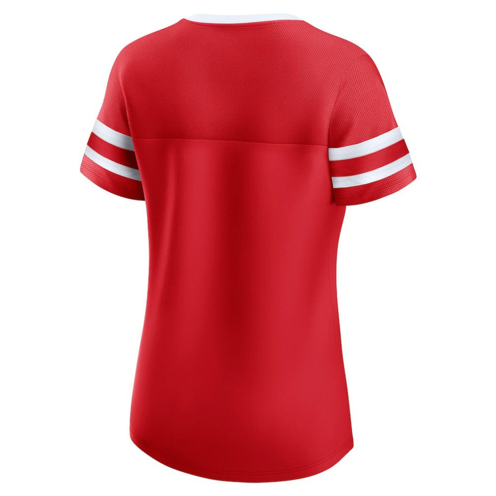 NHL Red Detroit Red Wings Fanatics Women's Iconic Athena Lace-Up T-Shirt