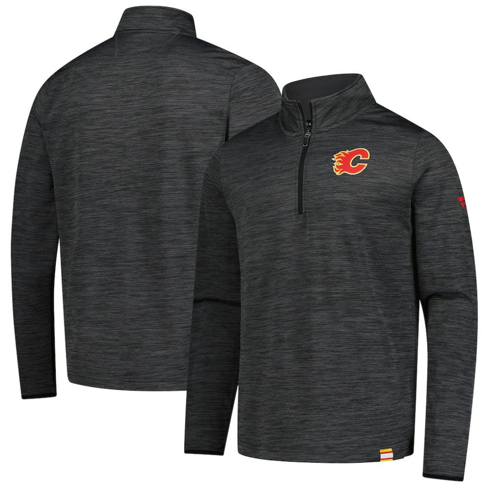 NHL Heather Charcoal Calgary Flames Fanatics Authentic Pro Lightweight Quarter-Zip Pullover