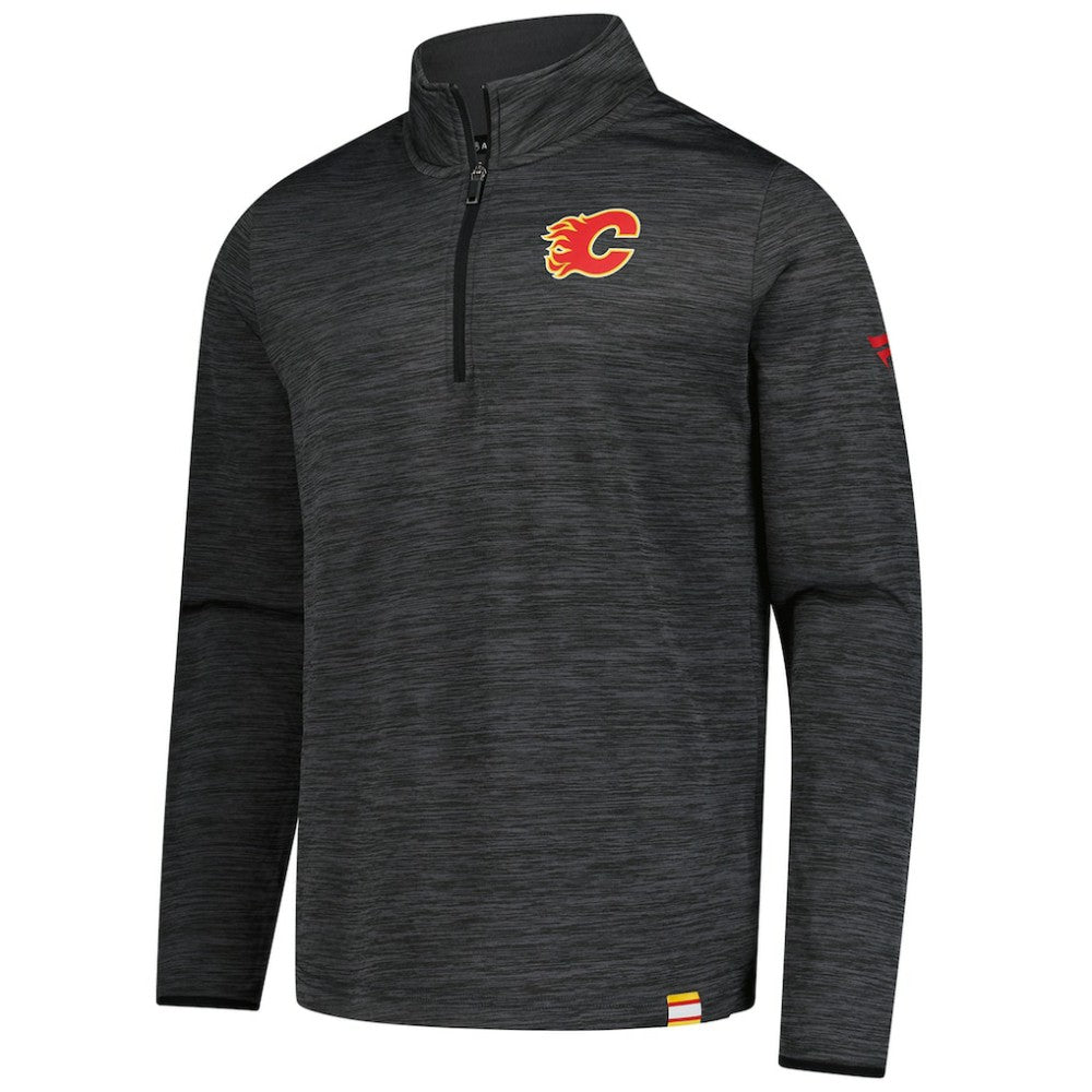 NHL Heather Charcoal Calgary Flames Fanatics Authentic Pro Lightweight Quarter-Zip Pullover