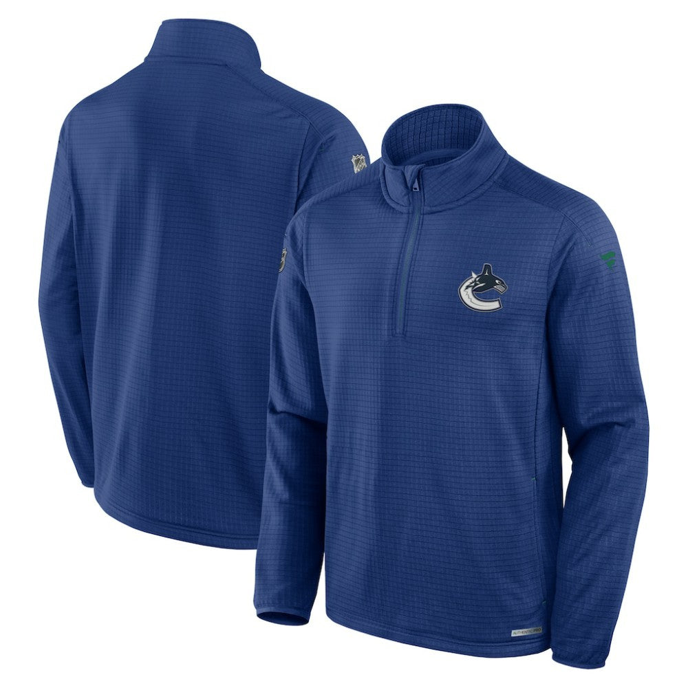 NHL Blue Vancouver Canucks Fanatics Authentic Pro Rink Quarter-Zip Top