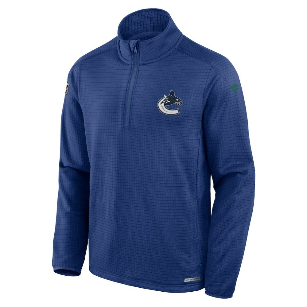 NHL Blue Vancouver Canucks Fanatics Authentic Pro Rink Quarter-Zip Top