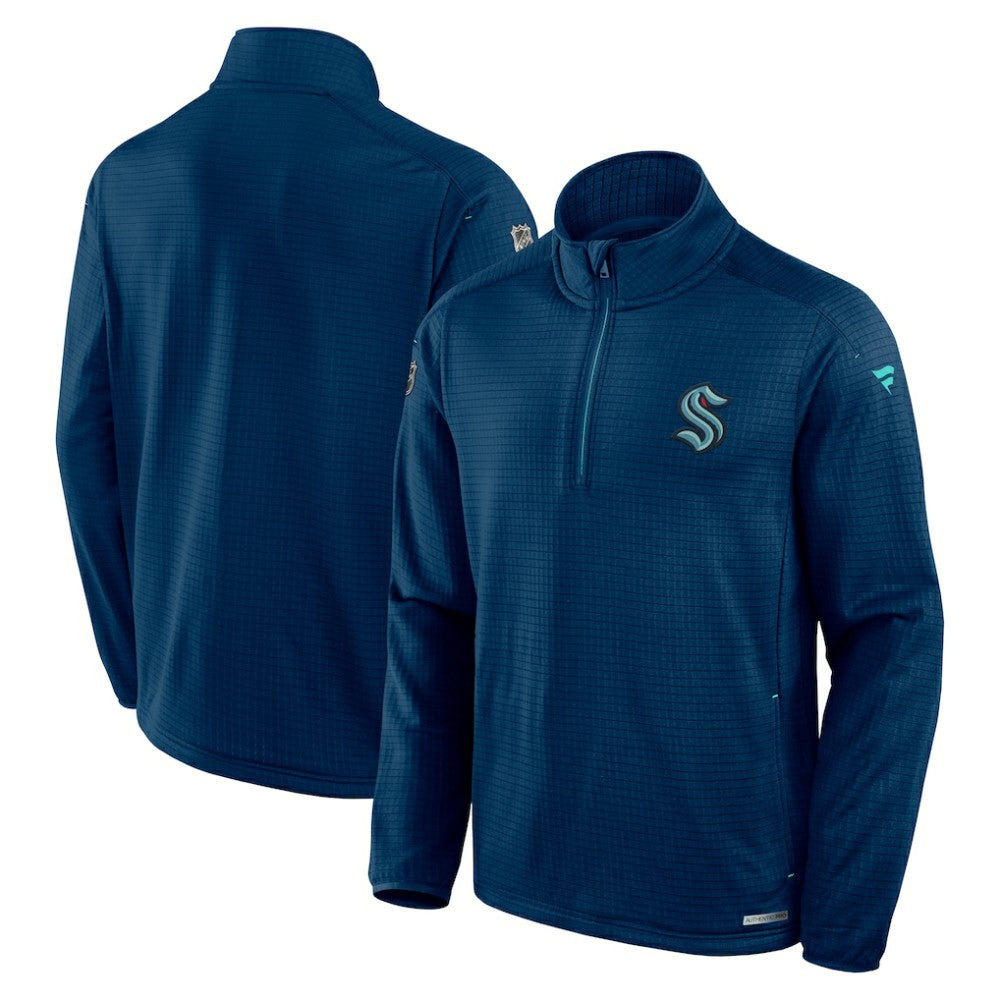NHL Deep Sea Blue Seattle Kraken Fanatics Authentic Pro Rink Quarter-Zip Top