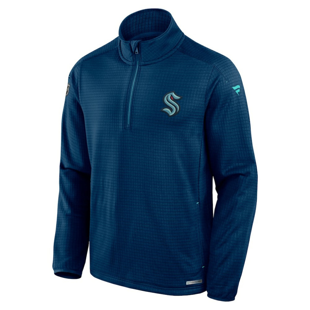 NHL Deep Sea Blue Seattle Kraken Fanatics Authentic Pro Rink Quarter-Zip Top