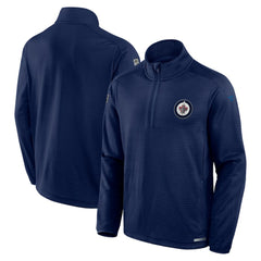 NHL Navy Winnipeg Jets Fanatics Authentic Pro Rink Quarter-Zip Top
