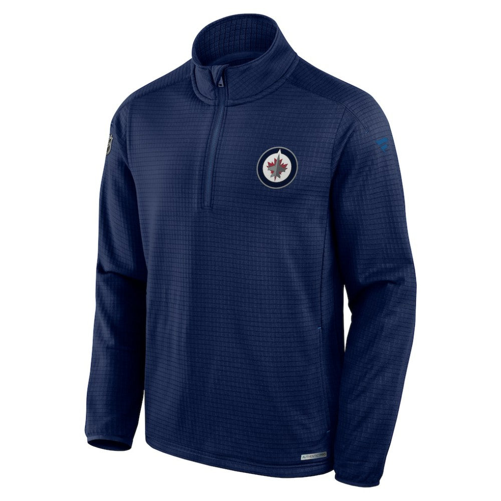NHL Navy Winnipeg Jets Fanatics Authentic Pro Rink Quarter-Zip Top