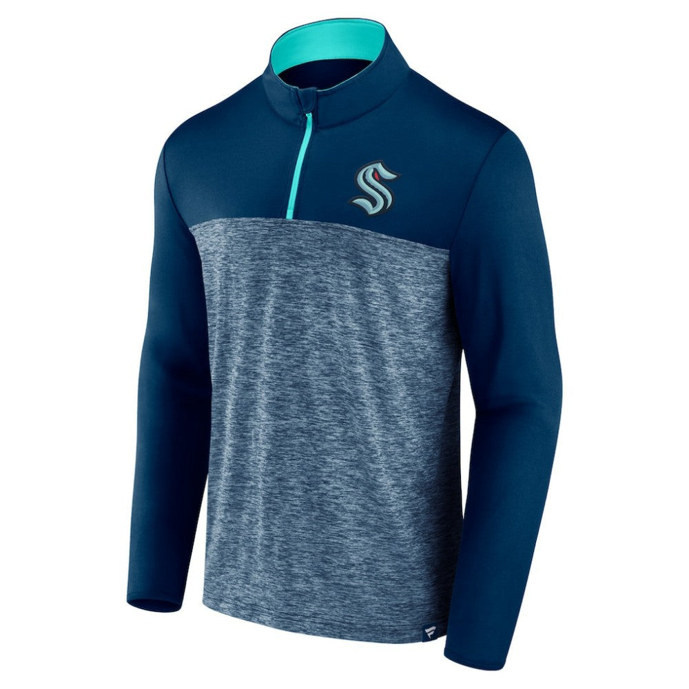 NHL Deep Sea Blue Seattle Kraken Fanatics Iconic Defender Quarter-Zip Jacket