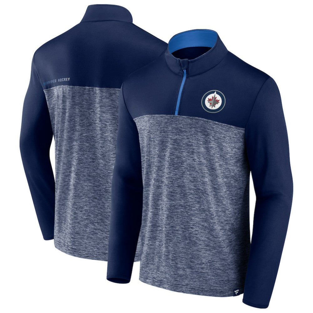NHL Navy Winnipeg Jets Fanatics Iconic Defender Quarter-Zip Jacket