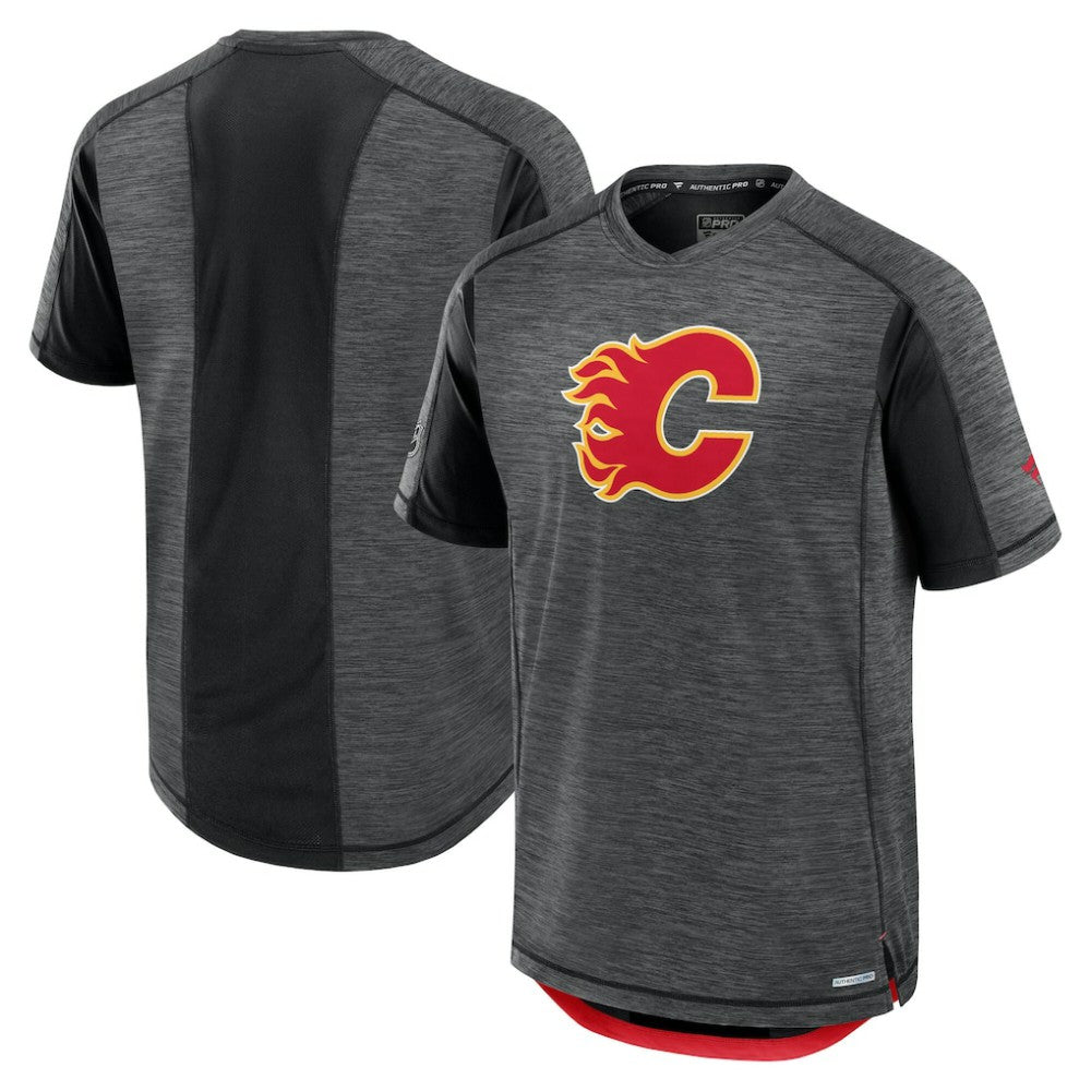 NHL Heather Charcoal Calgary Flames Fanatics Authentic Pro Rink Performance T-Shirt