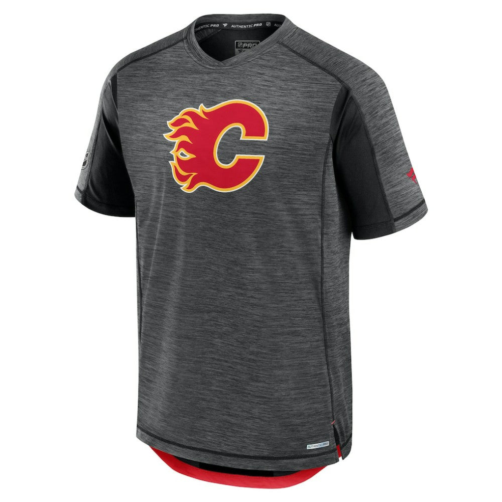 NHL Heather Charcoal Calgary Flames Fanatics Authentic Pro Rink Performance T-Shirt