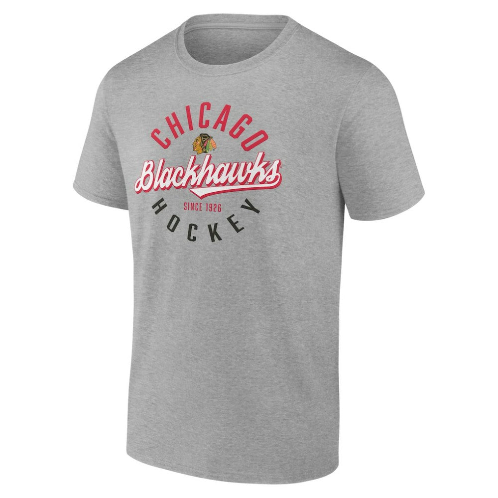 NHL Gray Chicago Blackhawks Fanatics Emblem T-Shirt