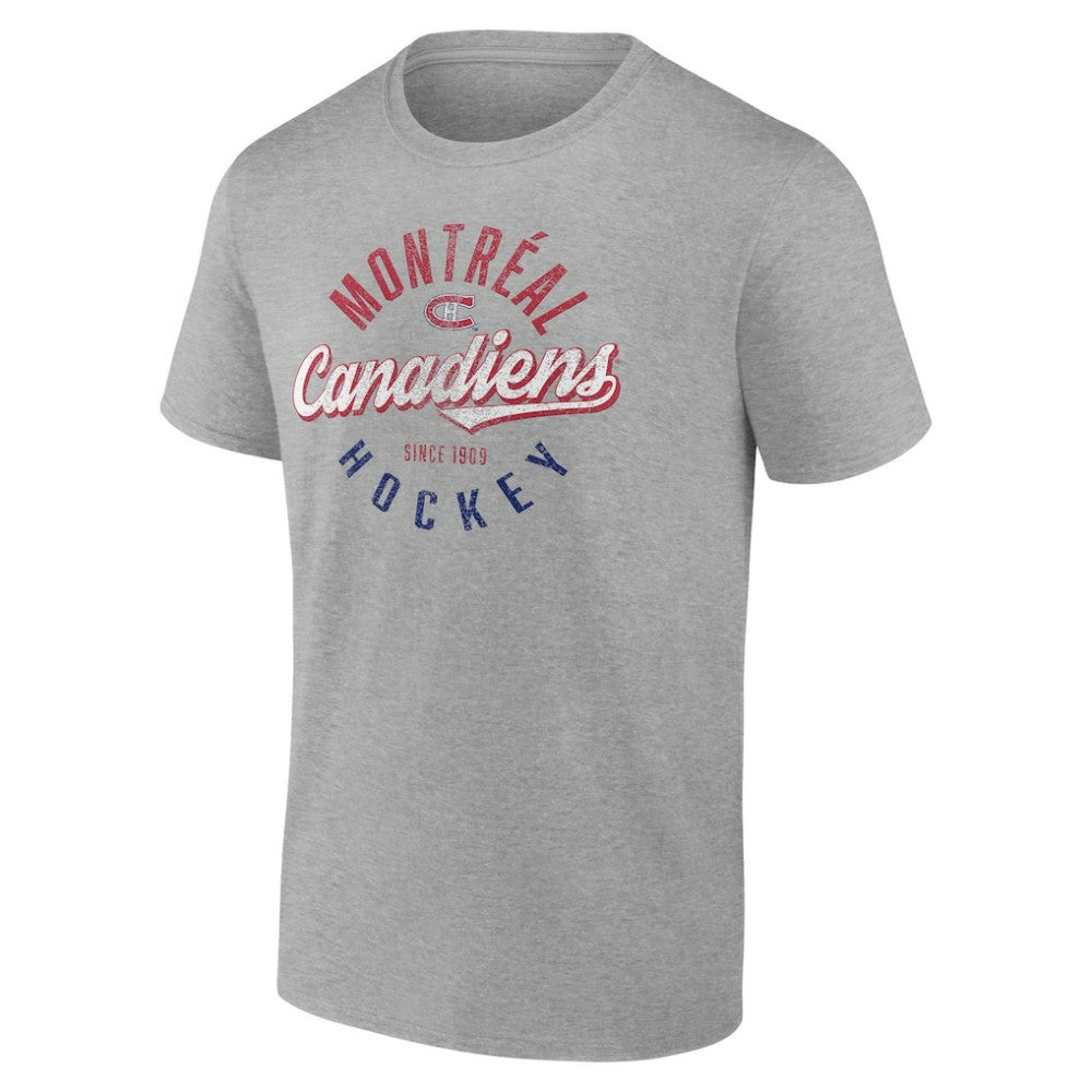 NHL Gray Montreal Canadiens Fanatics Emblem T-Shirt
