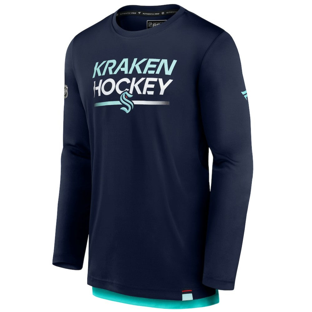 NHL Deep Sea Blue Seattle Kraken Fanatics Authentic Pro Tech Long Sleeve T-Shirt