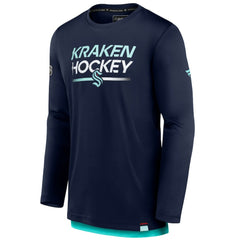 NHL Deep Sea Blue Seattle Kraken Fanatics Authentic Pro Tech Long Sleeve T-Shirt