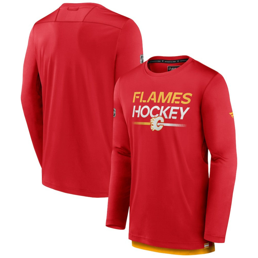 NHL Red Calgary Flames Fanatics Authentic Pro Tech Long Sleeve T-Shirt