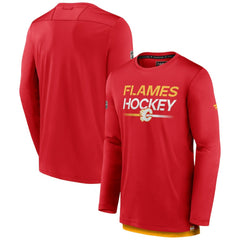 NHL Red Calgary Flames Fanatics Authentic Pro Tech Long Sleeve T-Shirt