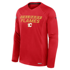 NHL Red Calgary Flames Fanatics Authentic Pro Rink Tech Raglan Long Sleeve T-Shirt